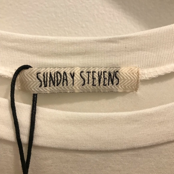 NWT Sunday Stevens Love Earth Tee Medium Ivory green blue bamboo sustainable - Picture 8 of 9